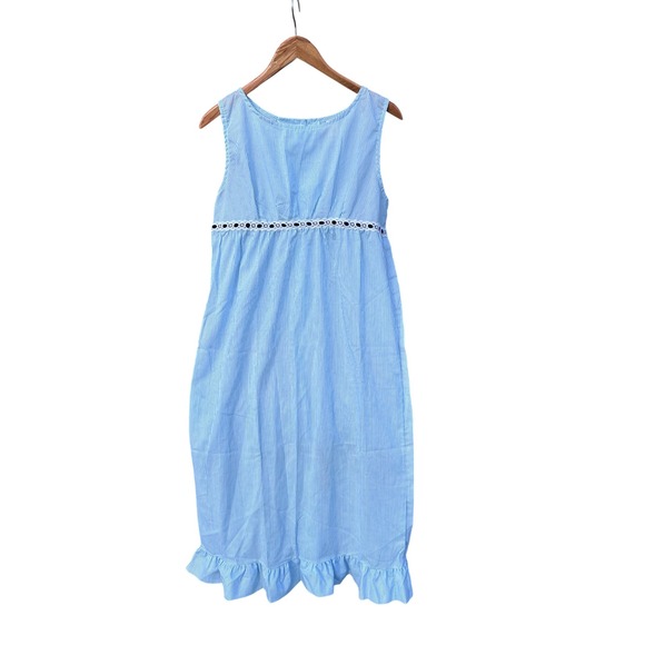 Prom'n Nod Other - Prom'n Nod Blue Pinstripe Lace Empire Waist Ruffle Hem Nightgown Small
